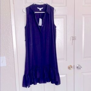 Diane Von Furstenberg Navy High Low Ruffle Dress MEDIUM